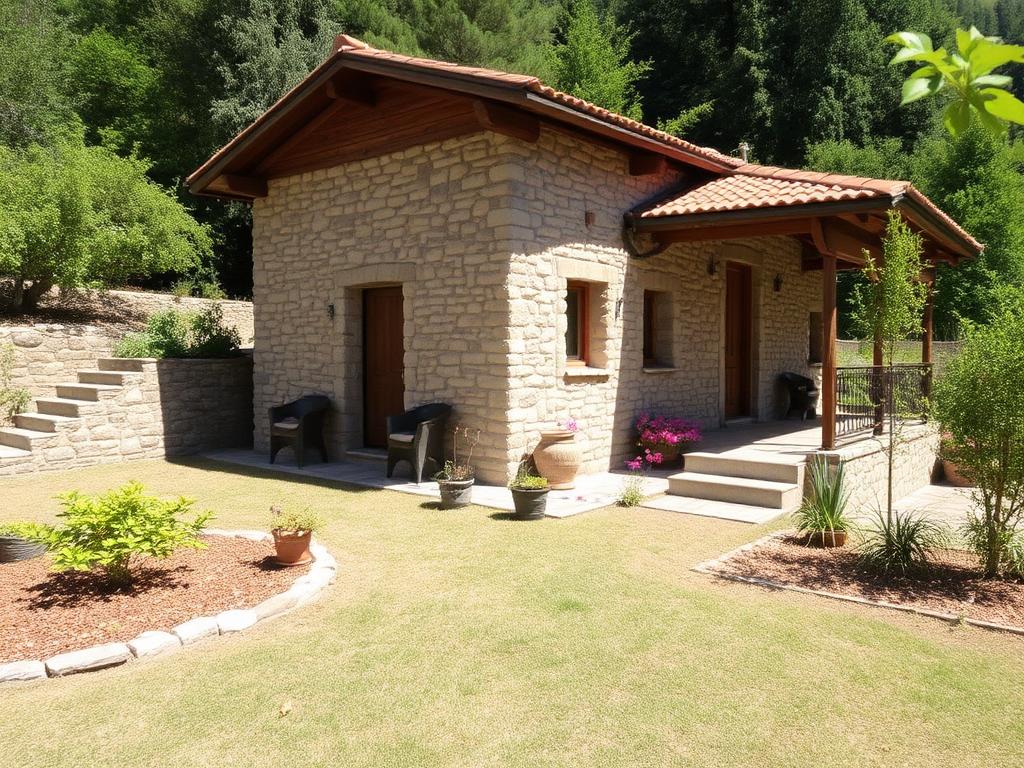 Restored stone house with garden